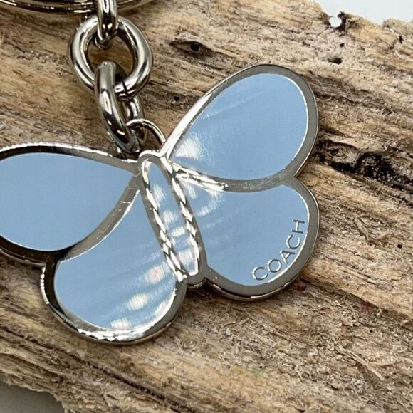 Silver Blue Butterfly Coach  Purse Cham Key Chain - Picture 1 of 4